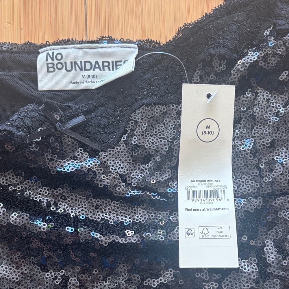 No Boundaries Black Sequin Crop Top w skirt. Two piece set. NWT. New with tags. - Picture 3 of 6